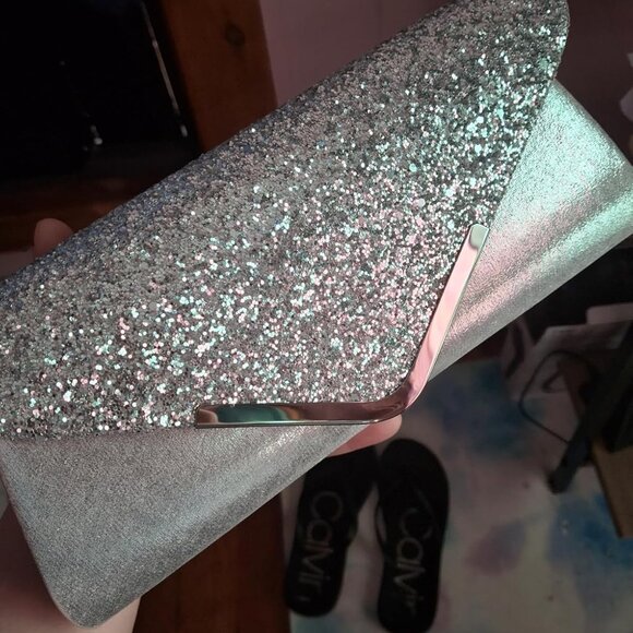 Handbags - Women Silver Evening Envelope Handbag Prom Sequin Clutch Shoulder Cross Body